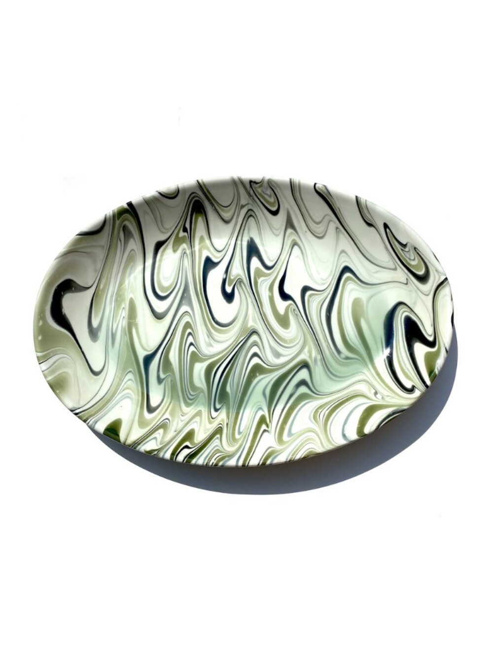 Simone marbleized 16" serving platter, large, from Crate & Barrel.